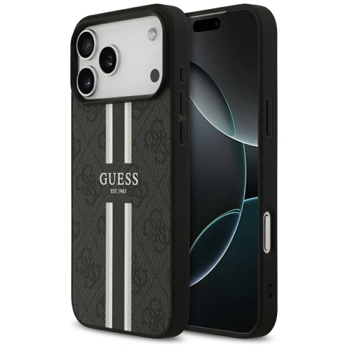 Etui Guess 4G Printed Stripes MagSafe do Apple iPhone 17 Pro Max czarny