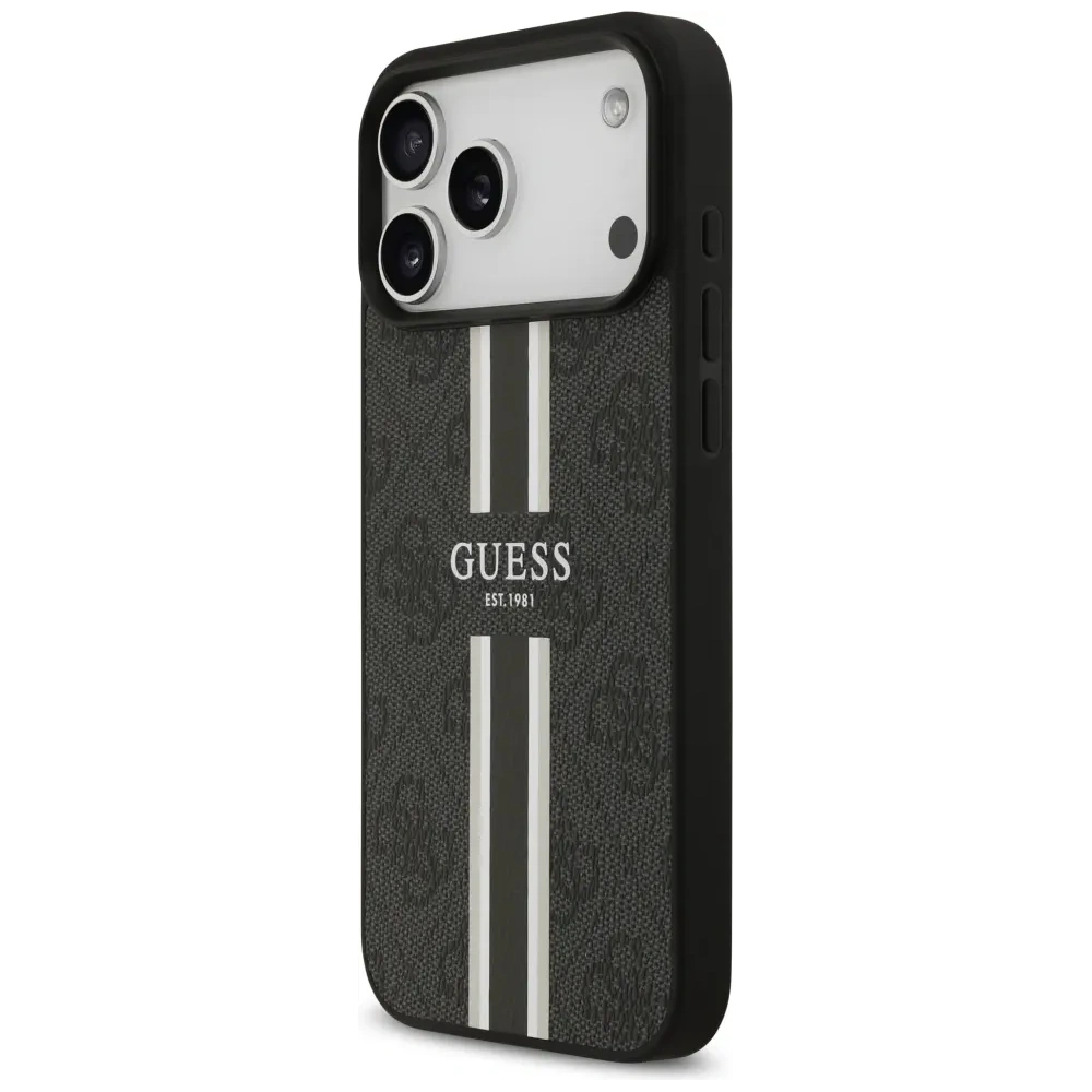 Etui Guess 4G Printed Stripes MagSafe do Apple iPhone 17 Pro Max czarny