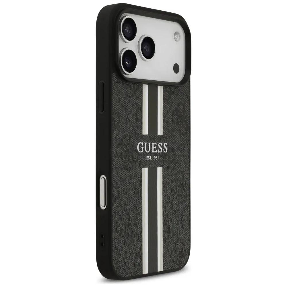 Etui Guess 4G Printed Stripes MagSafe do Apple iPhone 17 Pro Max czarny