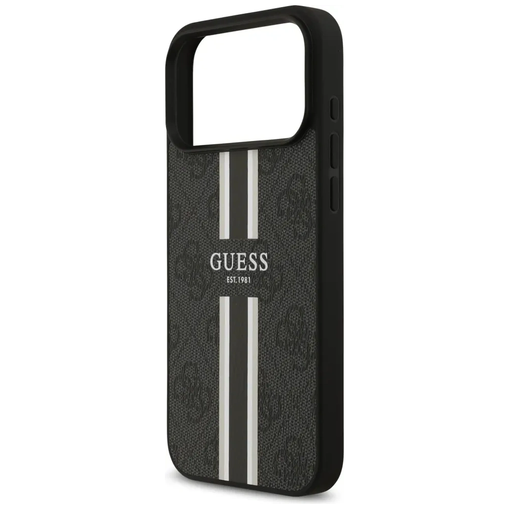 Etui Guess 4G Printed Stripes MagSafe do Apple iPhone 17 Pro Max czarny