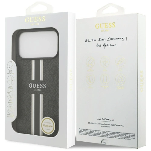 Etui Guess 4G Printed Stripes MagSafe do Apple iPhone 17 Pro Max czarny
