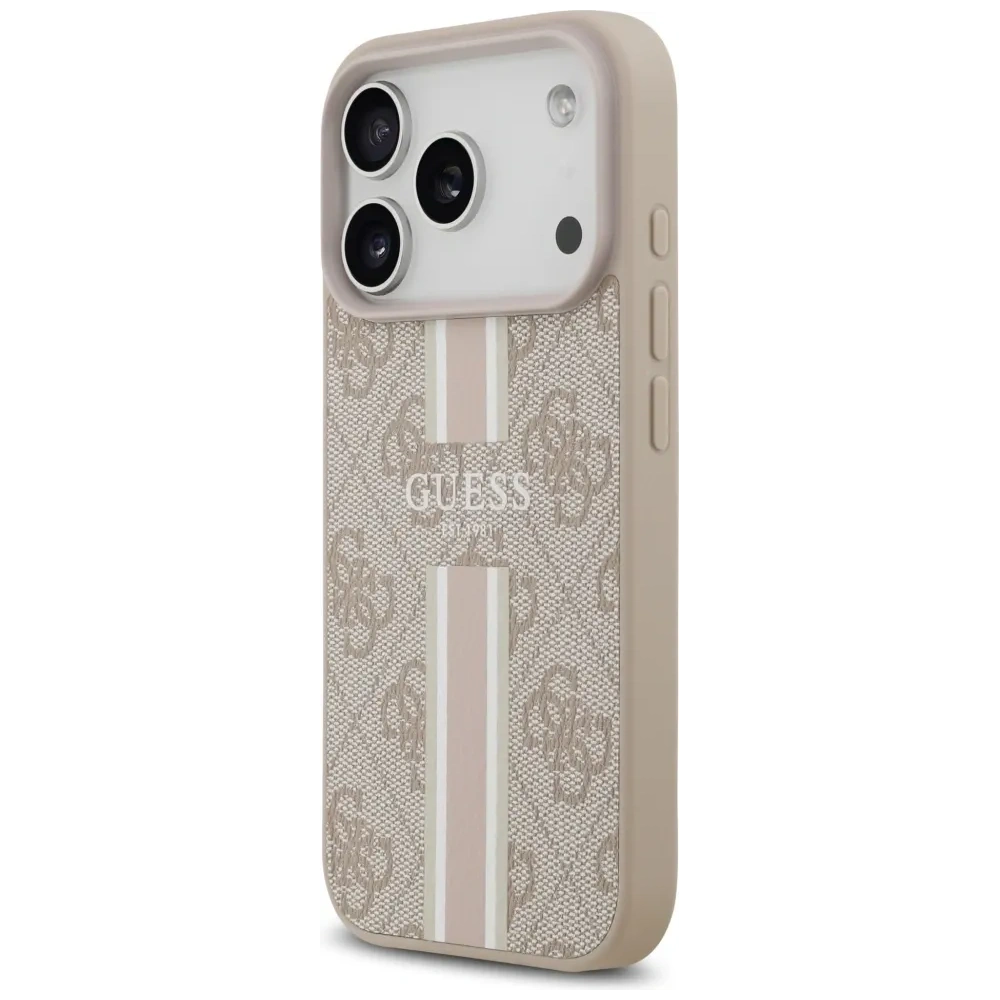 Etui Guess 4G Printed Stripes MagSafe do Apple iPhone 17 Pro różowy