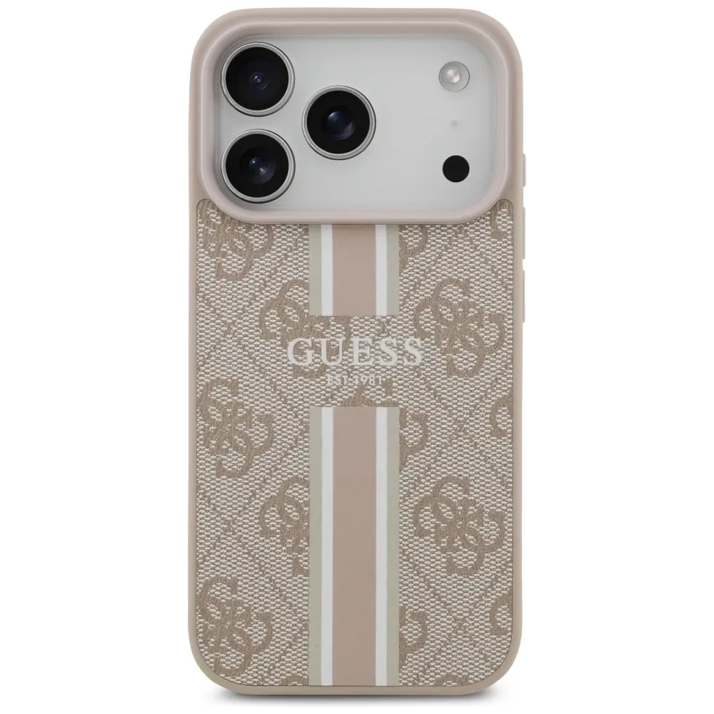 Etui Guess 4G Printed Stripes MagSafe do Apple iPhone 17 Pro różowy