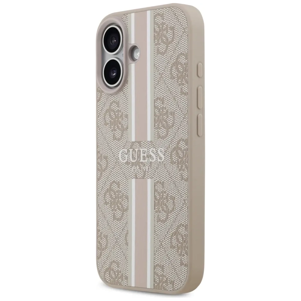 Etui Guess 4G Printed Stripes MagSafe do Apple iPhone 17 różowy