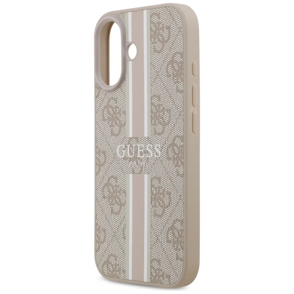 Etui Guess 4G Printed Stripes MagSafe do Apple iPhone 17 różowy