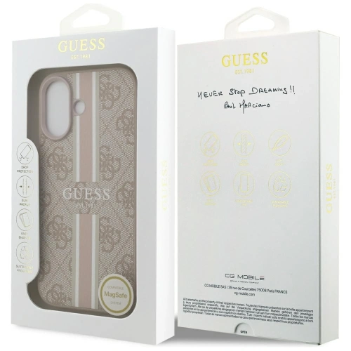 Etui Guess 4G Printed Stripes MagSafe do Apple iPhone 17 różowy