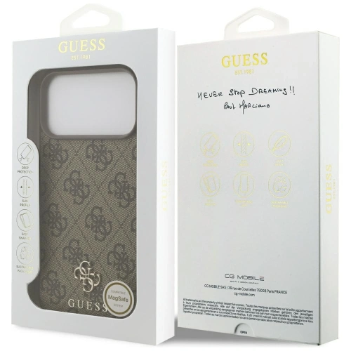 Etui Guess 4G Small Classic Logo MagSafe do Apple iPhone 17 Pro Max brązowy