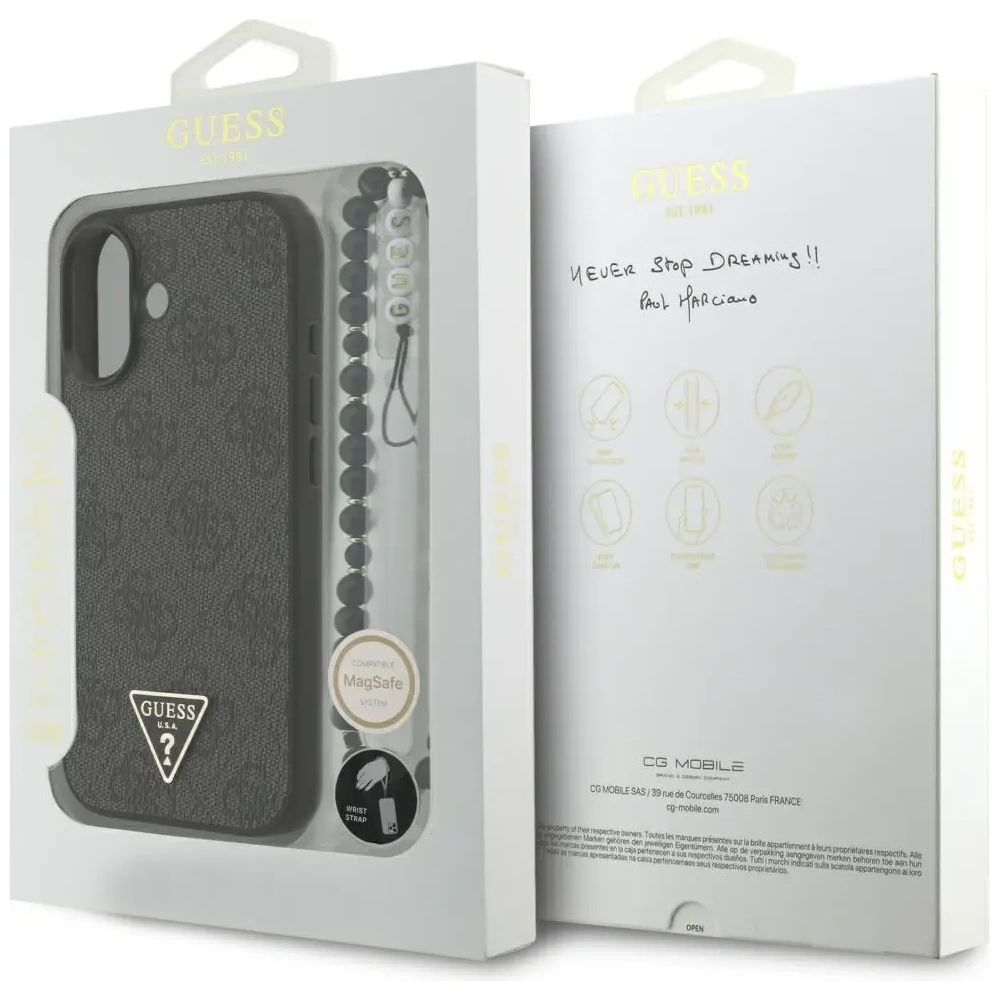 Etui Guess 4G Strap Triangle Logo MagSafe do Apple iPhone 17 czarny