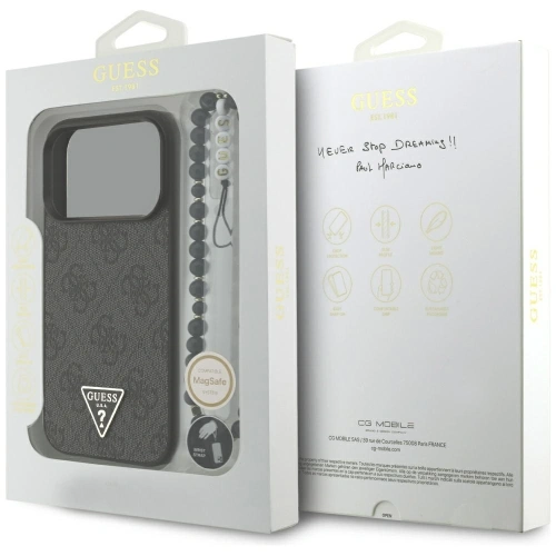 Etui Guess 4G Strap Triangle Logo MagSafe do Apple iPhone 17 Pro czarny