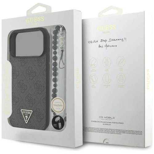 Etui Guess 4G Strap Triangle Logo MagSafe do Apple iPhone 17 Pro Max czarny
