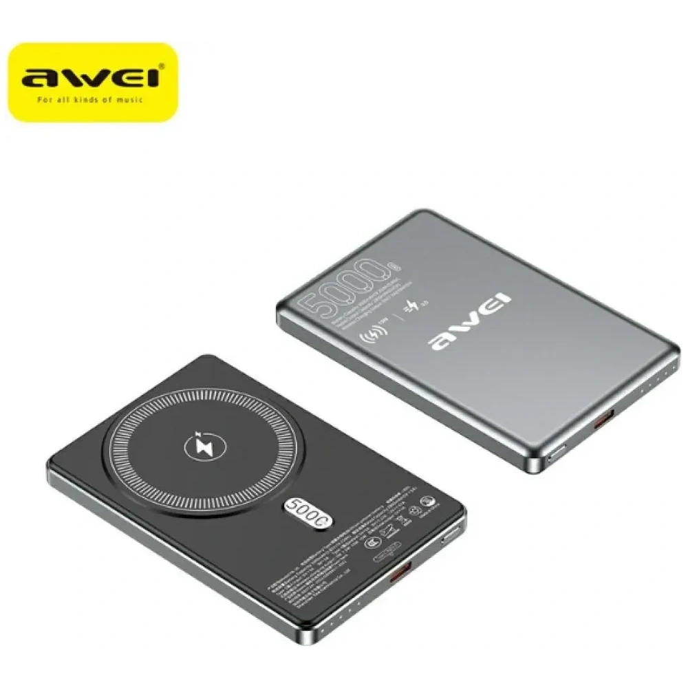 Powerbank AWEI PA-30 5000mAh 20W MagSafe szary