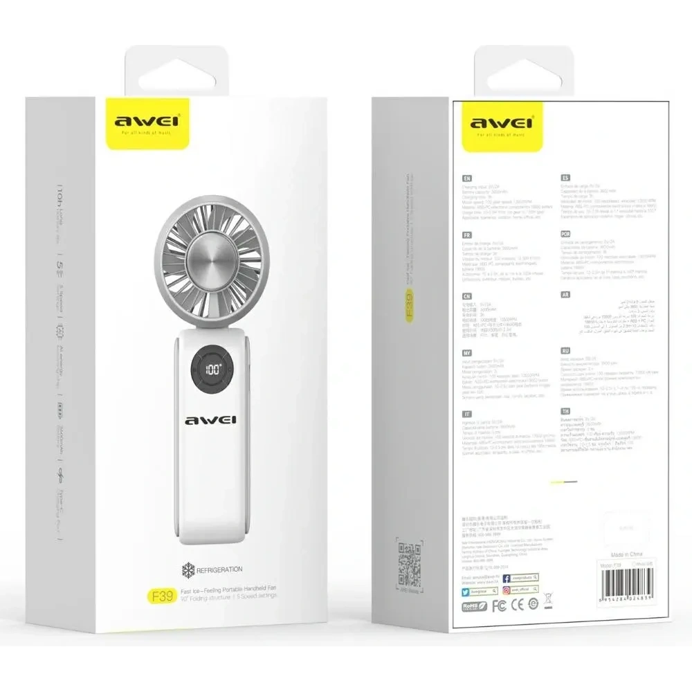 Wiatrak ręczny AWEI F39 Fast Ice biały