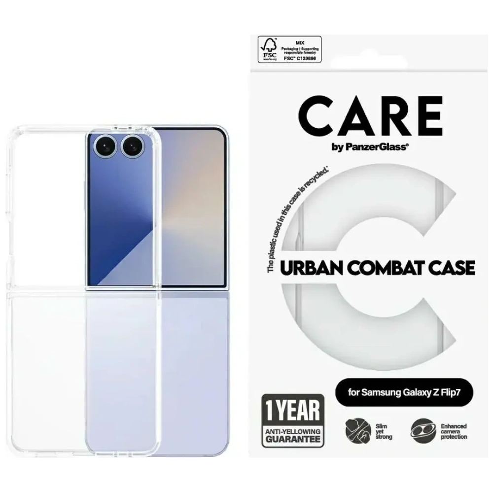 Etui CARE by PanzerGlass Flagship Urban Combat do Samsung Galaxy Z Flip7 przezroczysty