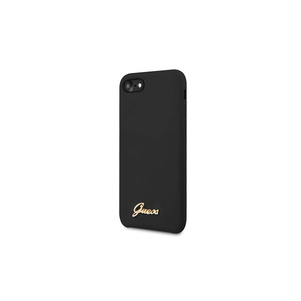 Etui Guess GUHCI8LSLMGBK Apple iPhone SE 2022/SE 2020/8/7 black/czarny hard case Silicone Vintage Gold Logo