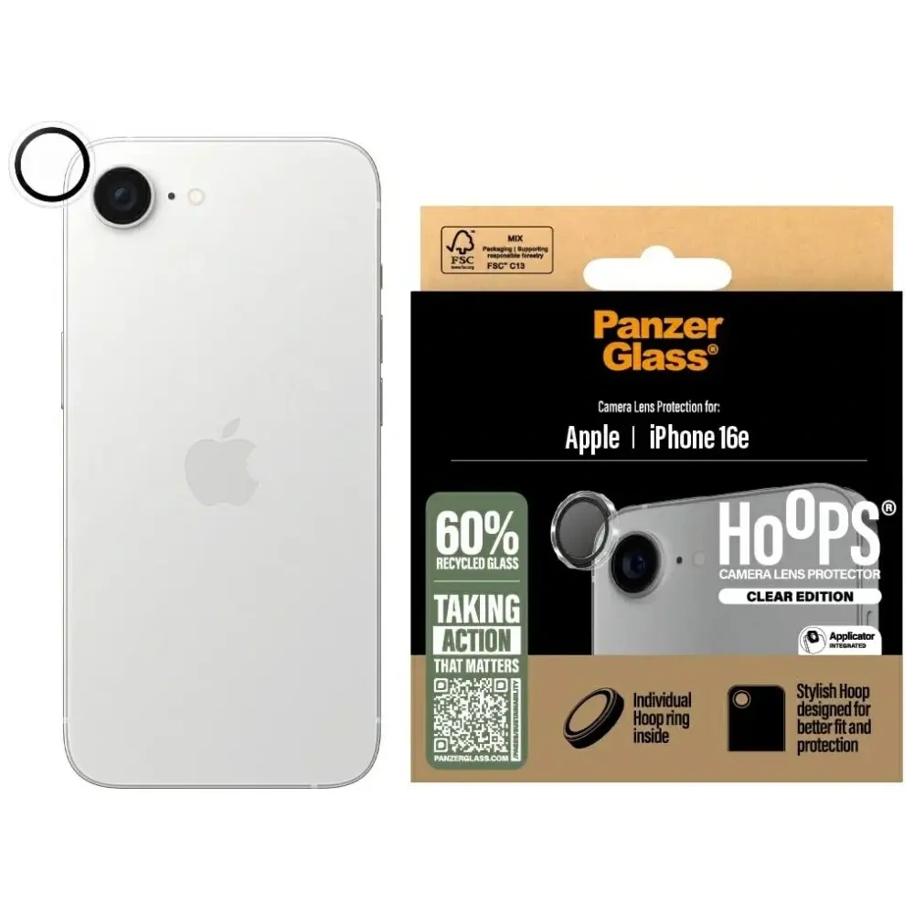 Szkło hartowane na obiektyw PanzerGlass Hoops Lens Protector do Apple iPhone 16e przezroczysty