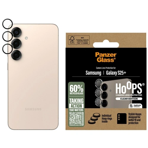 Szkło hartowane na obiektyw PanzerGlass Hoops Lens Protector do Samsung Galaxy S25+ Plus przezroczysty