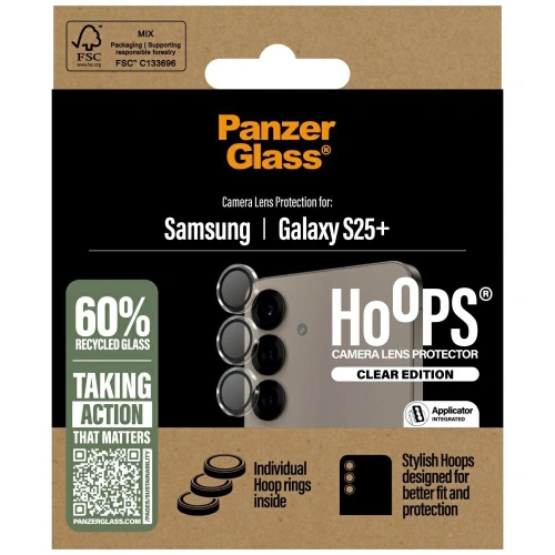 Szkło hartowane na obiektyw PanzerGlass Hoops Lens Protector do Samsung Galaxy S25+ Plus przezroczysty