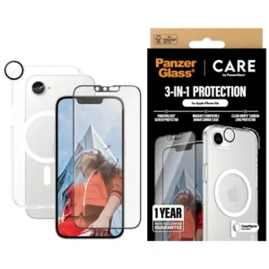 Zestaw ochronny 3w1 etui + szkło na ekran + szkło na aparat CARE by PanzerGlass Flagship do Apple iPhone 16e