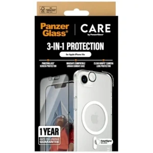Zestaw ochronny 3w1 etui + szkło na ekran + szkło na aparat CARE by PanzerGlass Flagship do Apple iPhone 16e