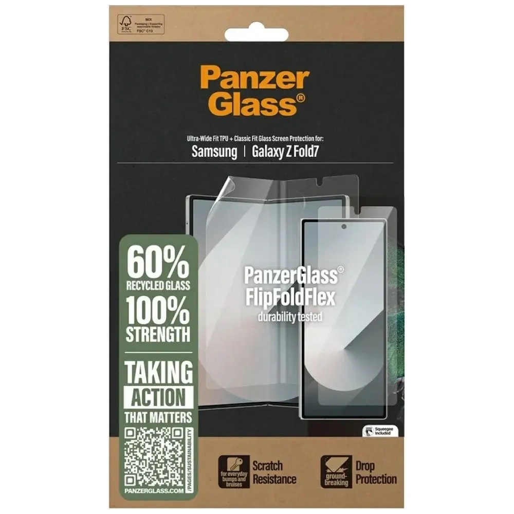Zestaw ochronny 2w1 PanzerGlass FlipFoldFlex szkło Classic Fit + folia Ultra-Wide Fit TPU do Samsung Galaxy Fold7