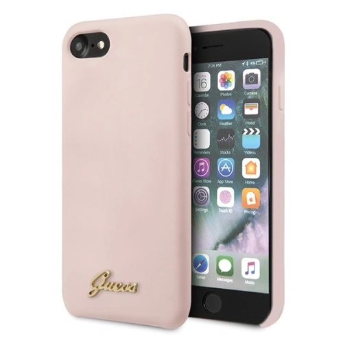 Kup Guess Apple Tasche GUHCI8LSLMGLP iPhone SE 2022/SE 2020/8/7 hellrosa/hellrosa Hartschale Silikon Vintage Gold Logo - GUE541PNK - {ean13} - Sklep Home Screen