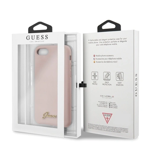 Kup Etui Guess GUHCI8LSLMGLP Apple iPhone SE 2022/SE 2020/8/7 világos rózsaszín kemény tok Szilikon Vintage Arany Logó - GUE541PNK - {ean13} - Sklep Home Screen