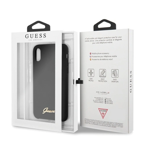 Kup Etui Guess GUHCPXLSLMGBK Apple iPhone X/XS černý/hard case silikon Vintage Gold Logo - GUE544BLK - {ean13} - Sklep Home Screen