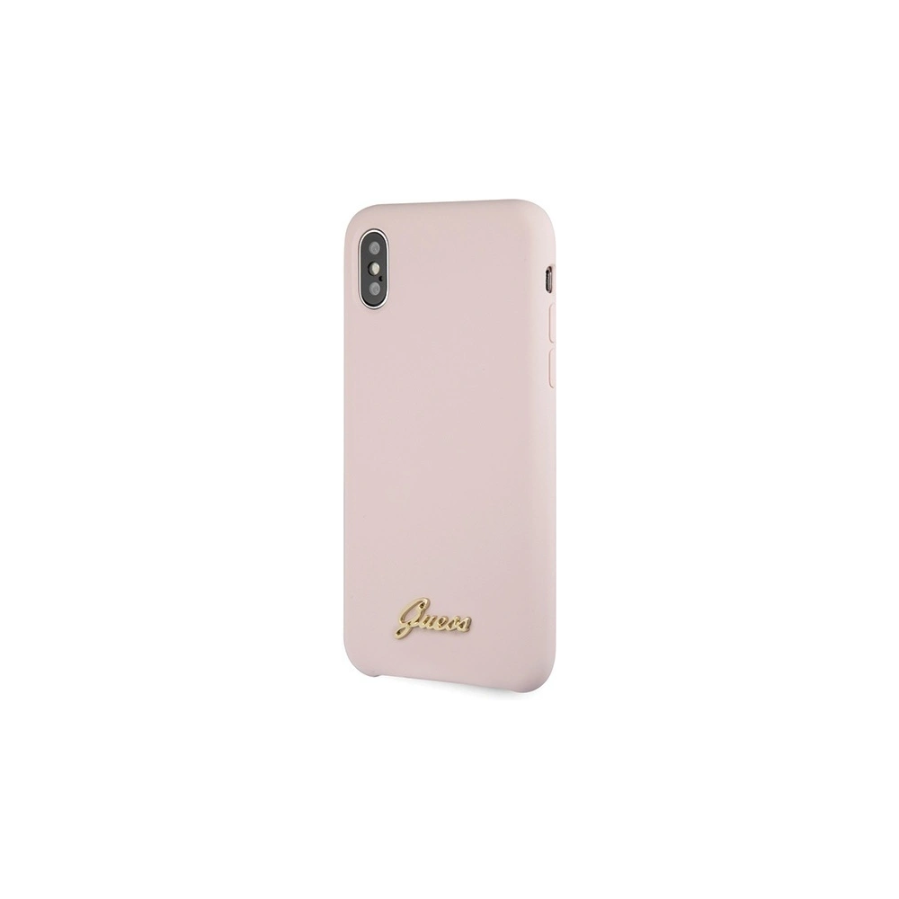 Etui Guess GUHCPXLSLMGLP Apple iPhone X/XS jasnoróżowy/light pink hard case Silicone Vintage Gold Logo