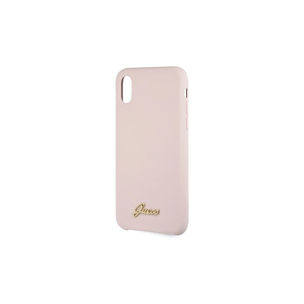 Etui Guess GUHCPXLSLMGLP Apple iPhone X/XS jasnoróżowy/light pink hard case Silicone Vintage Gold Logo