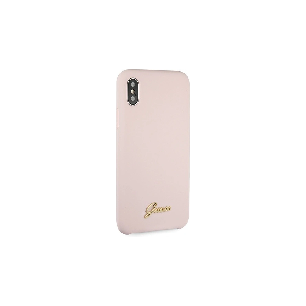 Etui Guess GUHCPXLSLMGLP Apple iPhone X/XS jasnoróżowy/light pink hard case Silicone Vintage Gold Logo