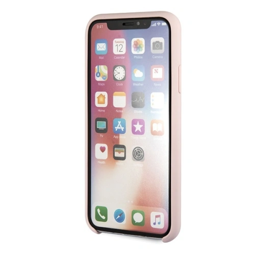 Kup Etui Guess GUHCPXLSLMGLP Apple iPhone X/XS roz cu ușoară/lumină roz carcasă tare din silicon cu logo vintage aurit - GUE545PNK - {ean13} - Sklep Home Screen