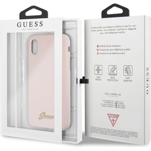 Etui Guess GUHCPXLSLMGLP Apple iPhone X/XS jasnoróżowy/light pink hard case Silicone Vintage Gold Logo