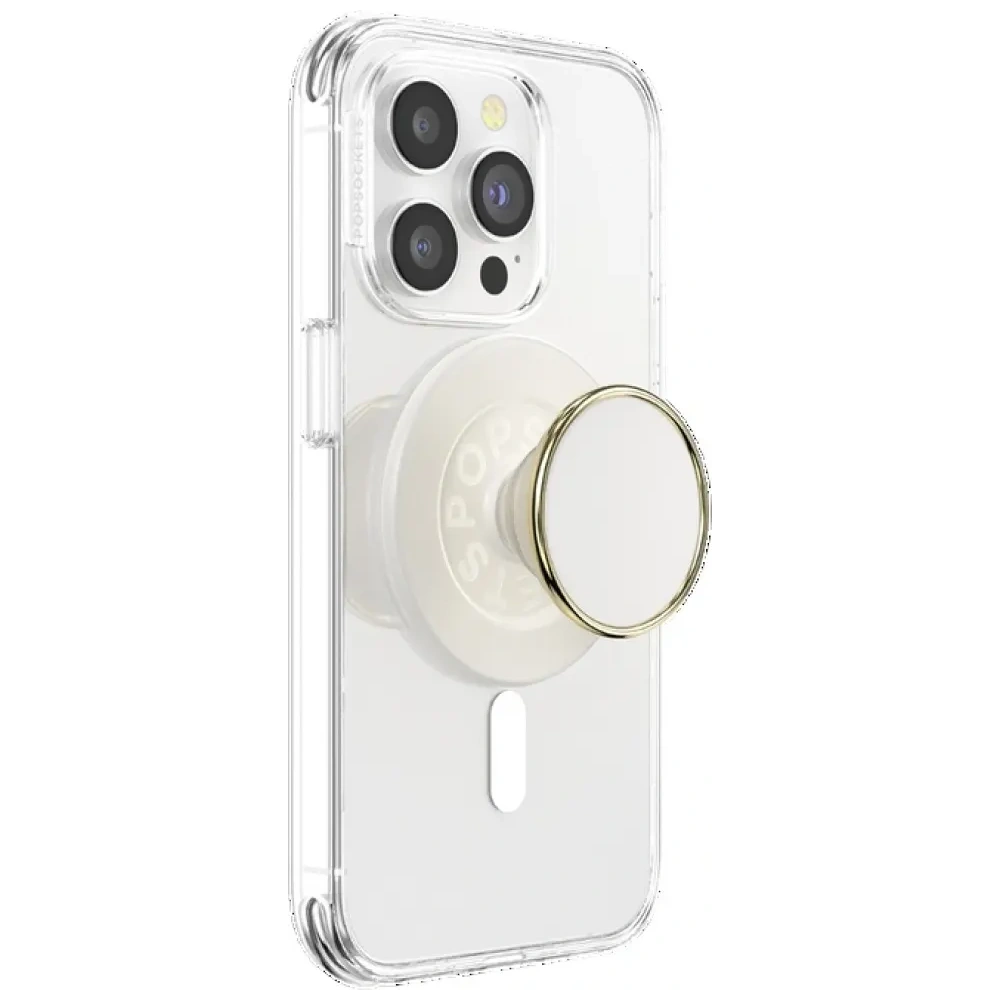 Uchwyt do telefonu POPSOCKETS Round Luxe Coconut Creme Enamel MagSafe beżowy