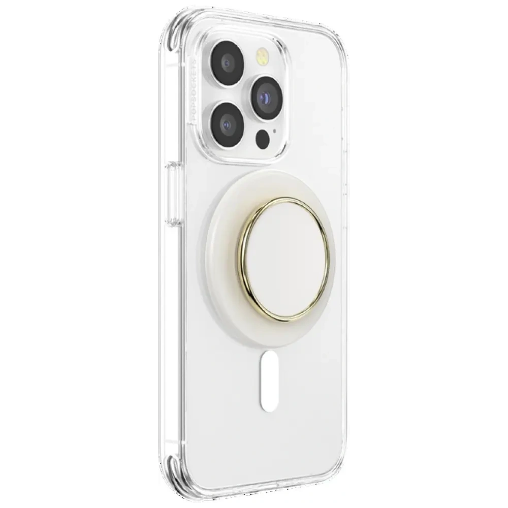 Uchwyt do telefonu POPSOCKETS Round Luxe Coconut Creme Enamel MagSafe beżowy