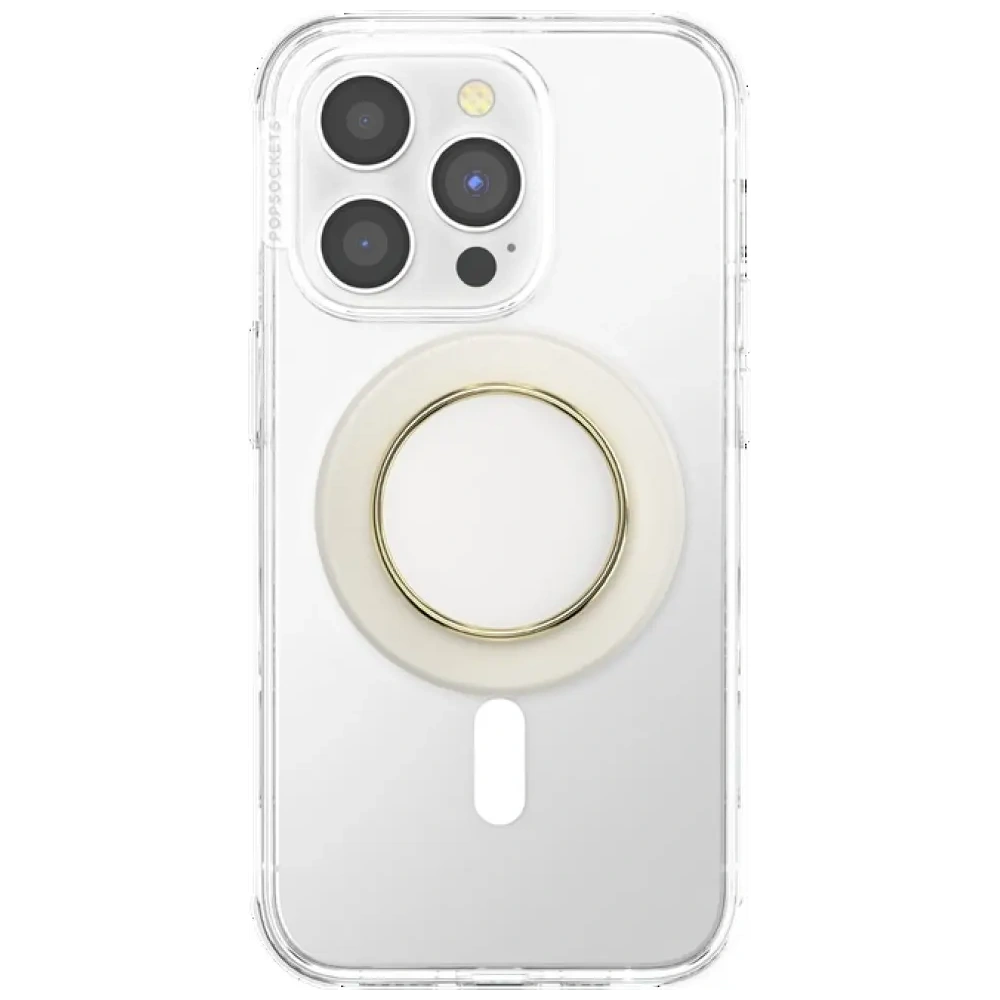 Uchwyt do telefonu POPSOCKETS Round Luxe Coconut Creme Enamel MagSafe beżowy