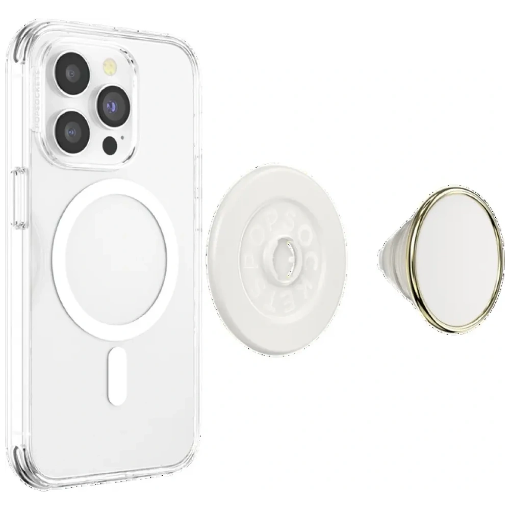Uchwyt do telefonu POPSOCKETS Round Luxe Coconut Creme Enamel MagSafe beżowy