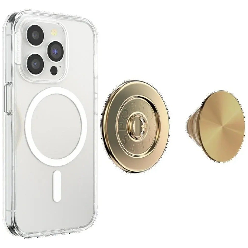 Uchwyt do telefonu POPSOCKETS Round Radial Gold Aluminum MagSafe złoty