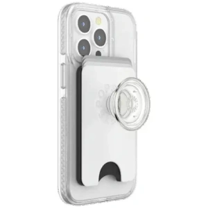 Uchwyt i podstawka do telefonu z portfelem POPSOCKETS PopWallet+ PopGrip PW+ MS G2 MagSafe biało-przezroczysty