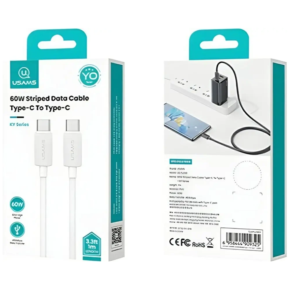 Kabel USAMS KY Series US-SJ696 60W USB-C / USB-C 2m biały