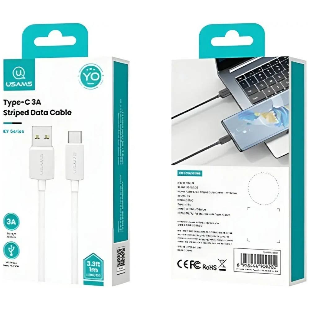 Kabel USAMS KY Series US-SJ698 3A USB-A / USB-C 3m biały