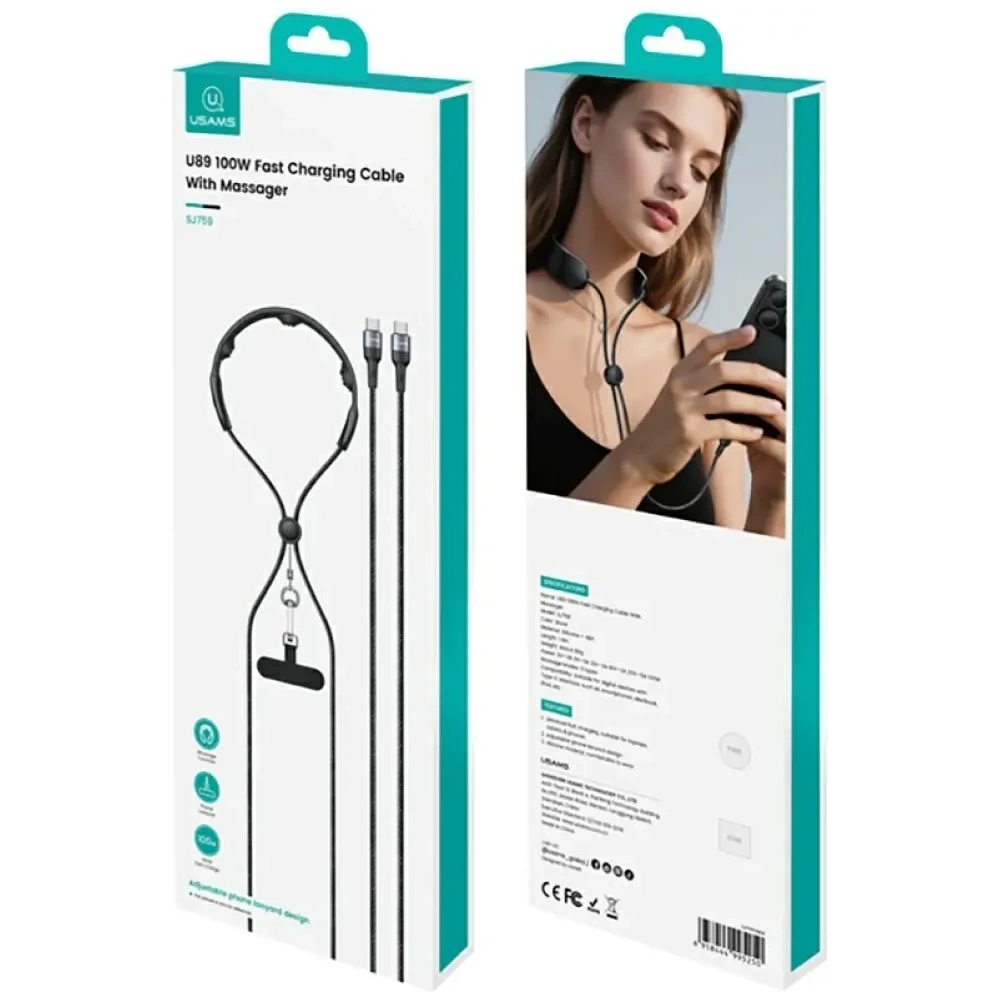 Kabel USAMS SJ759 U89 100W Fast Charging z masażerem czarny