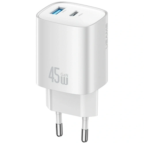 Ładowarka sieciowa USAMS CC290 T66 45W GaN USB-A, USB-C srebrny