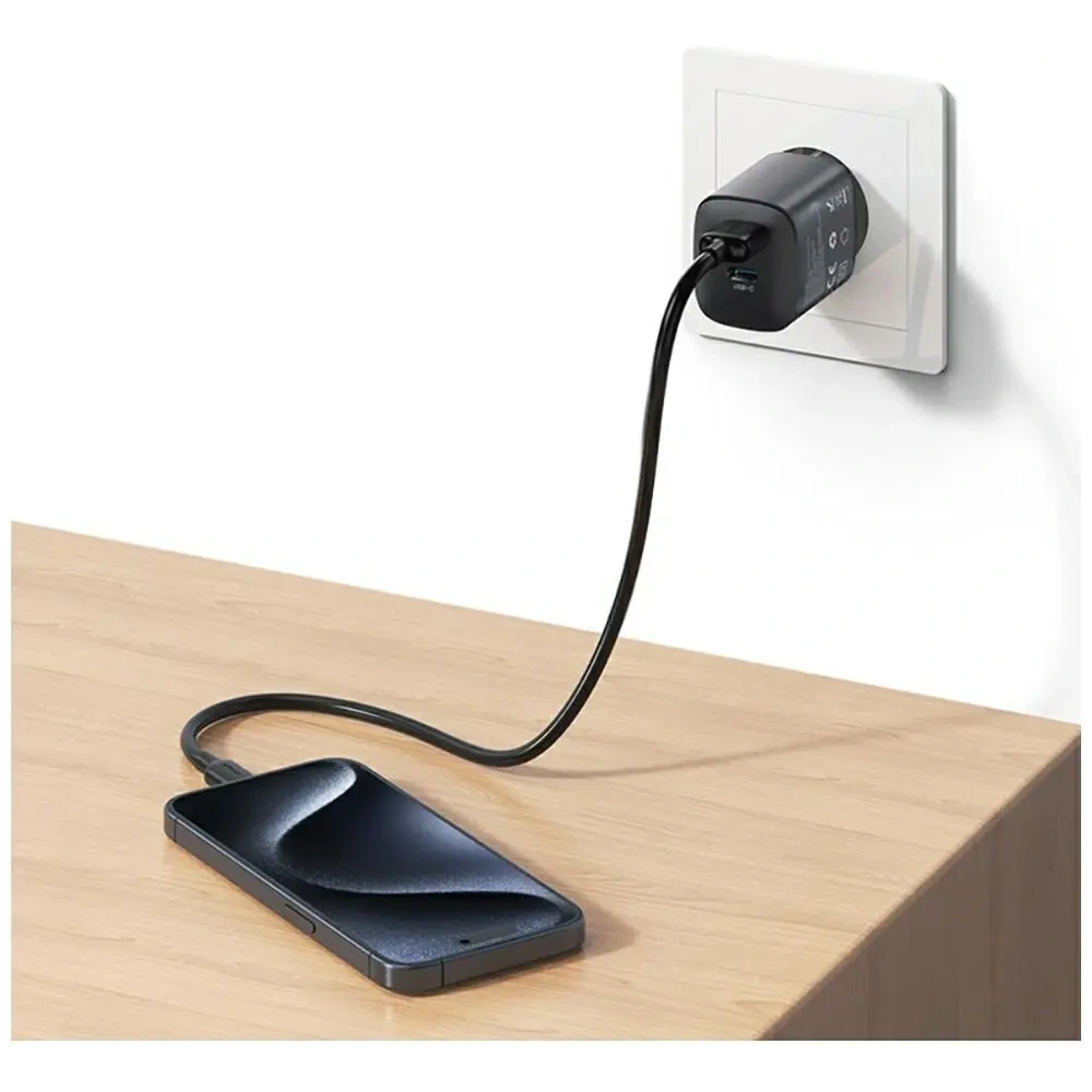 Ładowarka sieciowa USAMS CC290 T66 45W GaN USB-A, USB-C srebrny