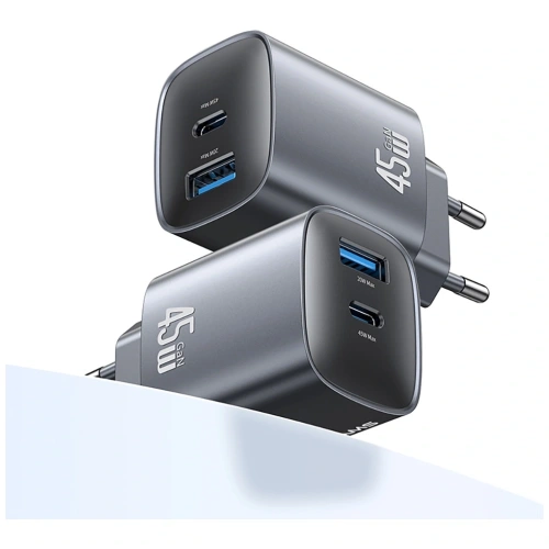 Ładowarka sieciowa USAMS CC290 T66 45W GaN USB-A, USB-C tarnish