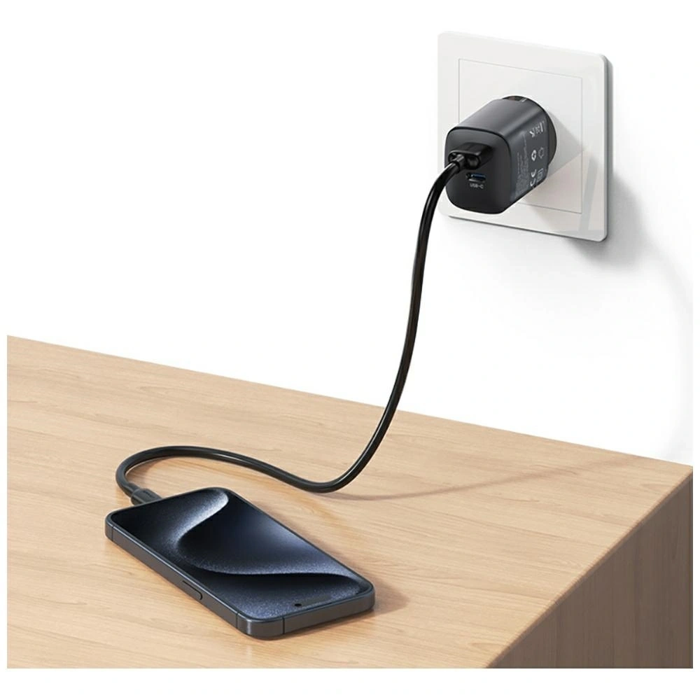 Ładowarka sieciowa USAMS CC290 T66 45W GaN USB-A, USB-C tarnish
