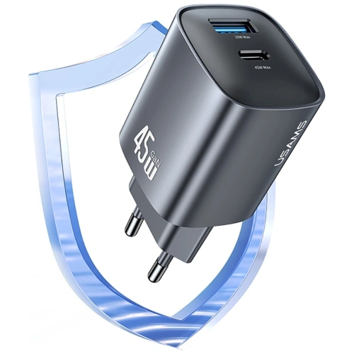 Ładowarka sieciowa USAMS CC290 T66 45W GaN USB-A, USB-C tarnish