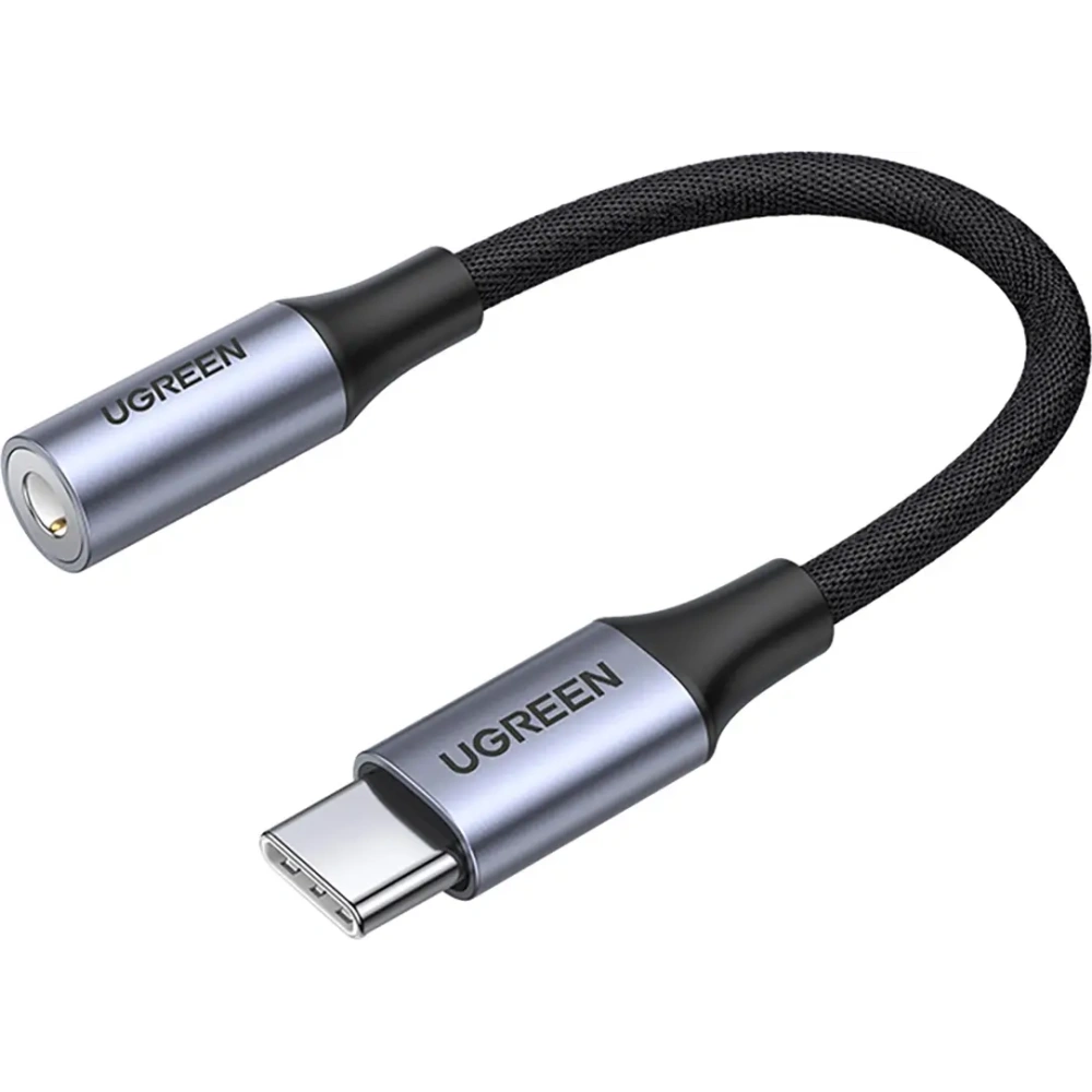 Adapter audio UGREEN AV161 USB-C (męski) / mini jack 3,5 mm (żeński) 10cm szary