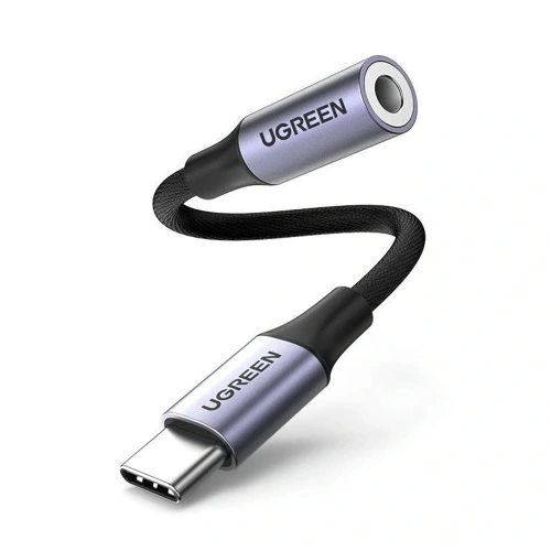 Adapter audio UGREEN AV161 USB-C (męski) / mini jack 3,5 mm (żeński) 10cm szary
