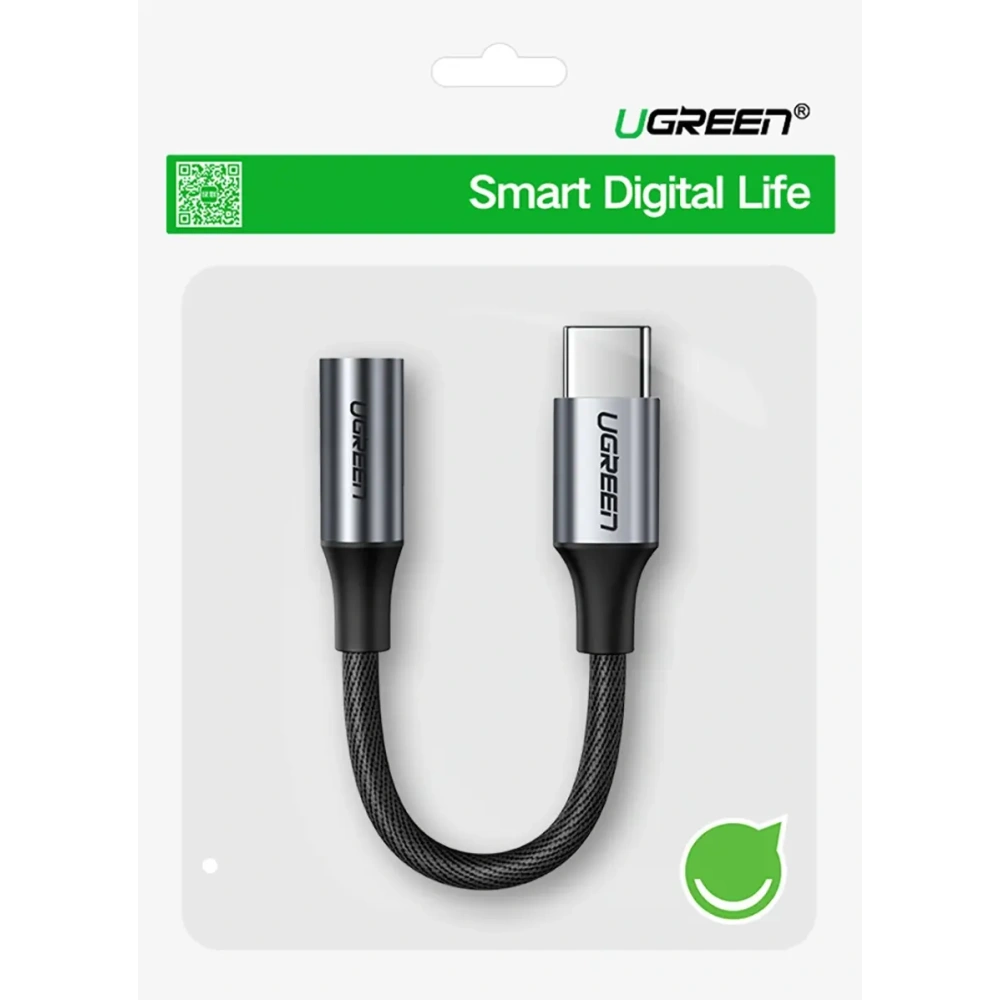 Adapter audio UGREEN AV161 USB-C (męski) / mini jack 3,5 mm (żeński) 10cm szary