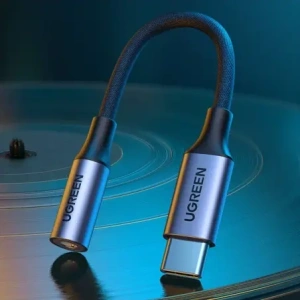 Adapter audio UGREEN AV161 USB-C (męski) / mini jack 3,5 mm (żeński) 10cm szary